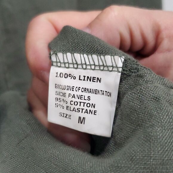 Lina Tomei 100% LINEN Shift Embellished Sleeveless  Dress Green SZ Med Italy - Picture 4 of 5